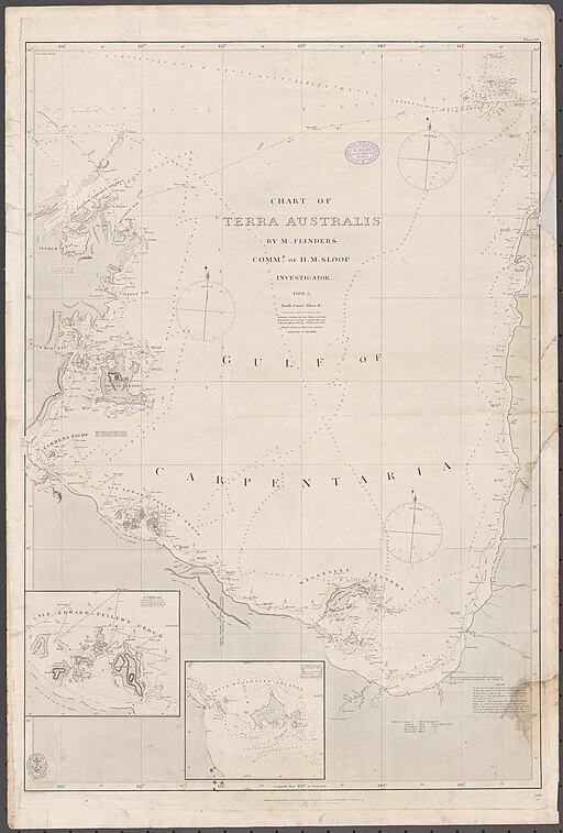 512px-Admiralty_Chart_No_1043_Gulf_of_Carpentaria._Chart_of_Terra_Australis,_North_Coast._Sheet_II,_Published_1814
